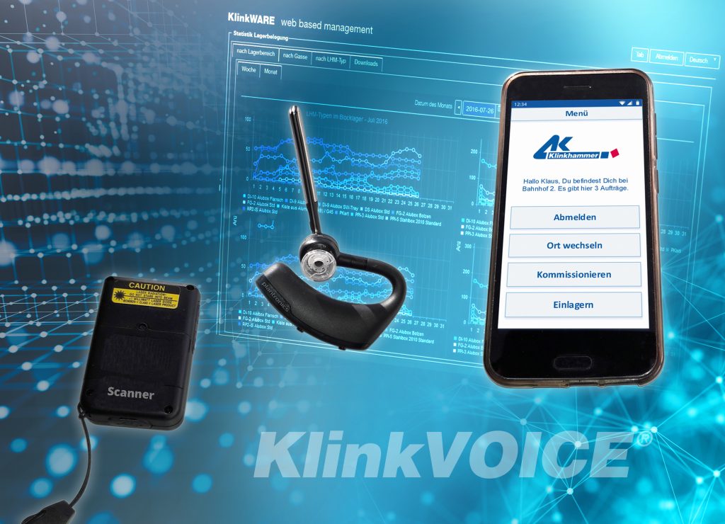 Das Multimedia-Kit aus App, Smartphone, Headset und Scanner kann teure Voice- und Handfunk-Terminals ersetzen. (Bild: Klinkhammer Intralogistics GmbH)