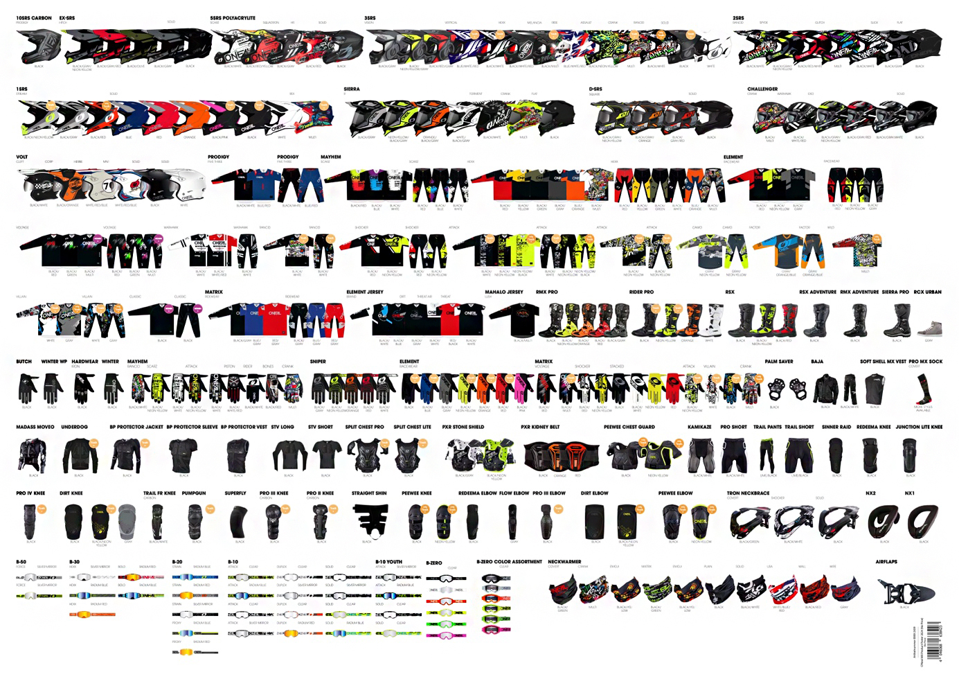 Vielfalt für den Actionsport: Auszug aus dem O’Neal-Produktsortiment für Motocross. (Bild: O'Neal)